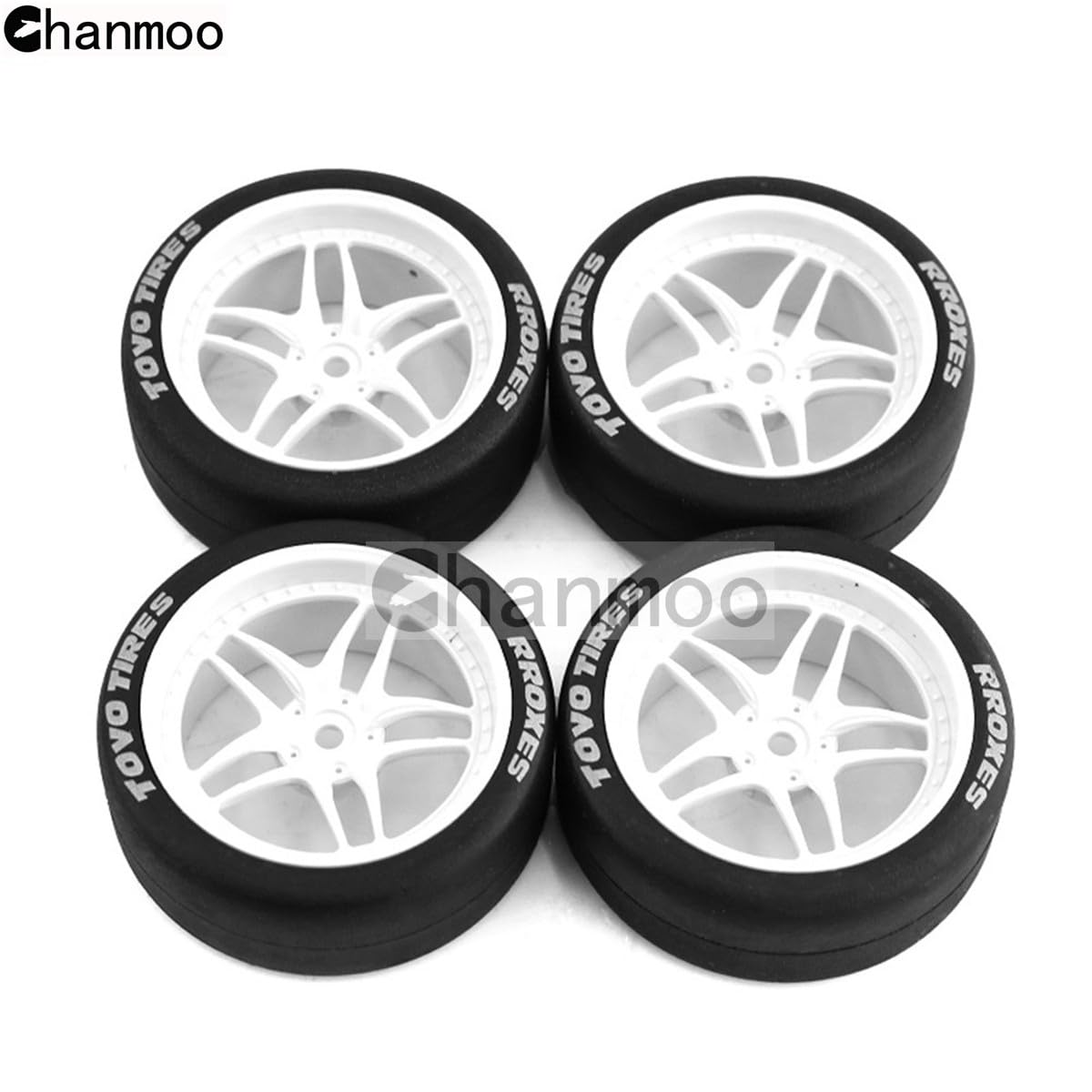 Chanmoo 1/10 RC Drift Tires and Plastic Wheels Rims Rally Racing Tyres 12mm Hex for 1:10 Scale On Road Touring Street Car Tamiya