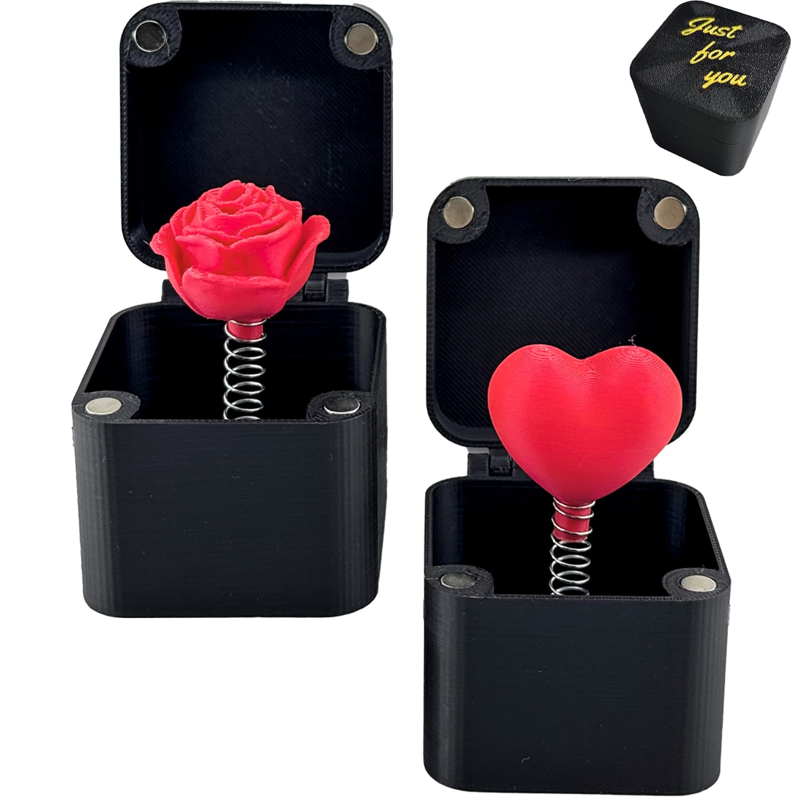 2Packs Red Roses And Red Love Heart In A Box, Surprise Gift Box, Surprising Reveal Give Others A Different Surprise, Christmas B