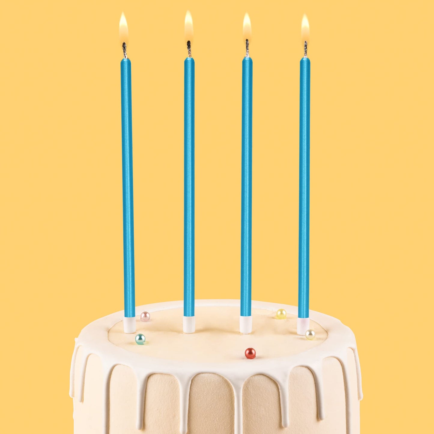 CAKE CODE 24-Count Blue Long Thin Birthday Candles, Cake Candles, Birthday Parties, Wedding Decorations, Party Candles
