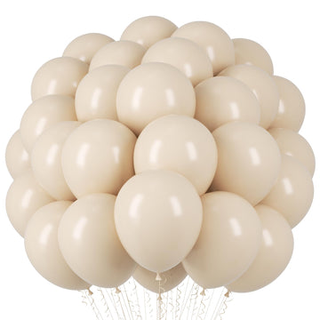 Voircoloria White Sand Balloons, 66Pack 12Inch Sand White Latex Party Balloons For Wedding, Bridal, Baby Shower, Birthday, Gradu