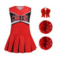 Lmyove Cheerleader Costume For Girls, Cheerleading Outfit For Kids With Pom Pom, Child Halloween Costume Dress Uniform, Red & Black, 10-11Y