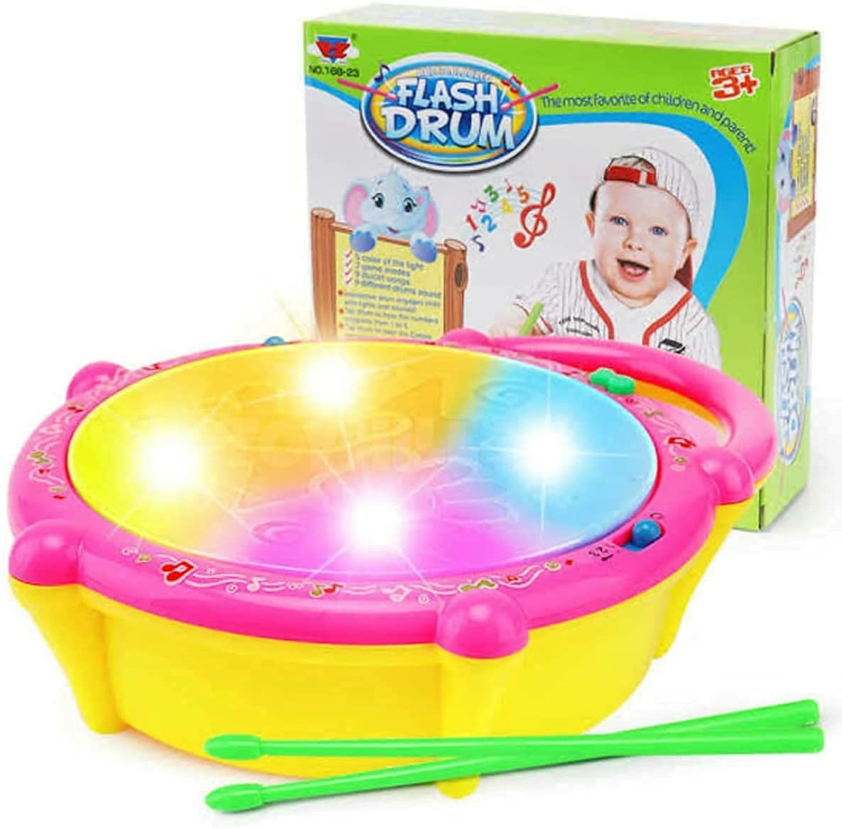 Shashikiran Baby Toys Musical Flash Drum With Light And Sticks To Play For Kids Boys And Girls