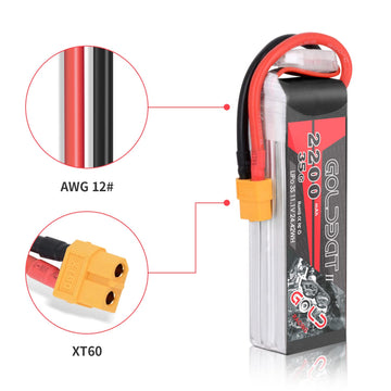 GOLDBAT 3s Lipo Battery 35C 2200mAh 11.1V Lipo Battery with XT60 Connector Soft Case Battery for Airplane RC Quadcopter Helicopt