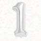 Flyloons 1 Number Foil Balloon Silvers 16 Inch Size For Baby Kids Boys Girls Happy Birthday Anniversary Decoration Items 1St Yea
