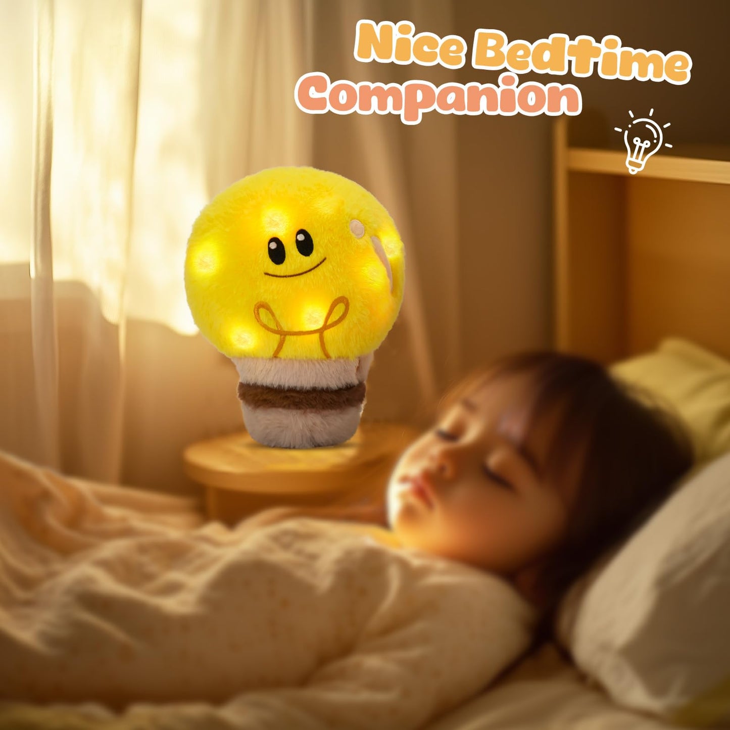 Wewill 8'' Light Up Light Bulb Stuffed Animal Cute Light Bulb Soft Plush Toy Birthday Christmas Holiday Weekend Gift For Toddler