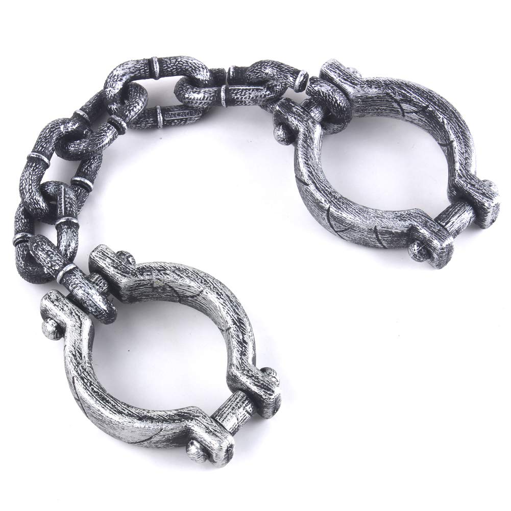 HAZOULEN Plastic Halloween Shackles on Chain for Handcuffs Costume Props Decoration