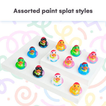 Kicko Assorted Rubber Ducks - 12 Ducklings, 2 Inch In Splat Pattern – Jeep Ducks For Kids, Baby Bath Toys, Sensory Play, Stress Relief, Novelty, Stocking Stuffers, Classroom Prizes, Supplies, Holidays