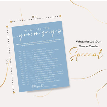 Bridal Shower Games Cards, What Did The Groom Say, Bridal Shower Games 25 Guests, Engagement Party Wedding Games For Guests, Min