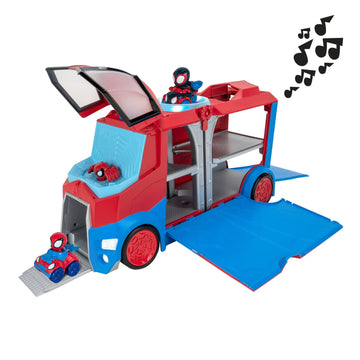 Marvel's Spidey and his Amazing Friends SNF0051 Web Transporter Feature Vehicle, Lights & Sounds-Includes 2 Amazing Minis: Spide