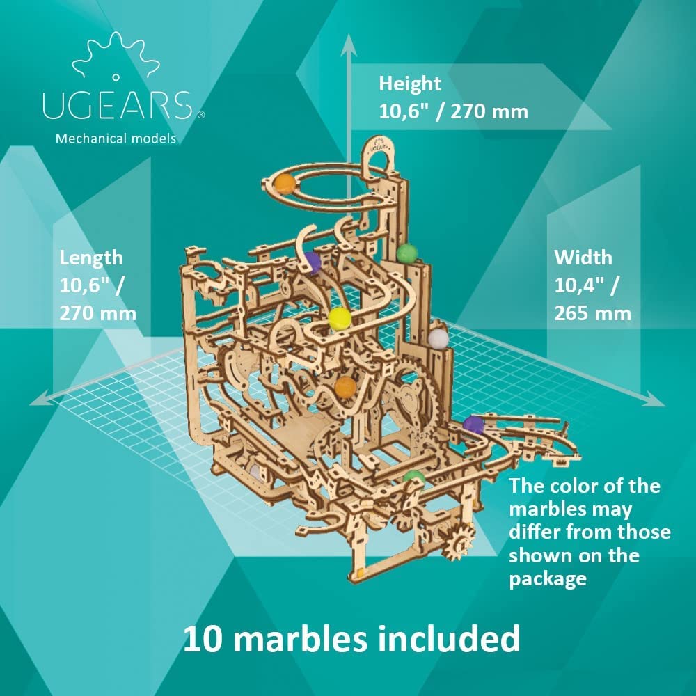 UGEARS 3D Wooden Puzzles for mature-themeds - Wooden Marble Run Tiered Hoist Model Kit - Advanced Wooden 3D Puzzle Model Building Kits - DIY Marble Race as Hobbies for Men and Women mature-themed Crafts - 315 Pcs