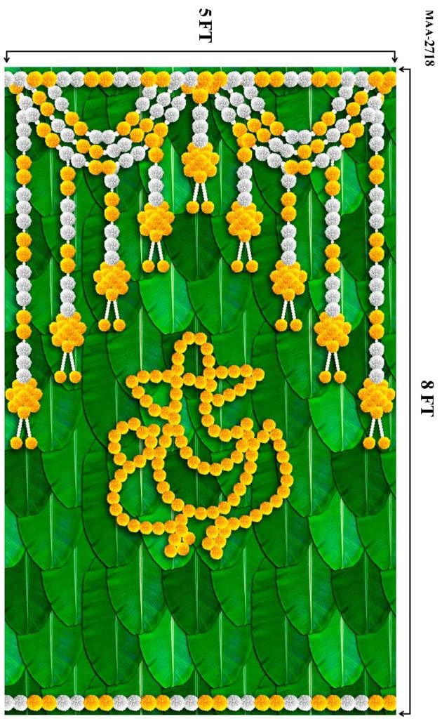 Zeonely Mart talambralu ganesh ji backdrop cloth,size 8 Ft Lenth * 5 Ft width(cloth13) pooja backdrop decoration cloth |backdrop
