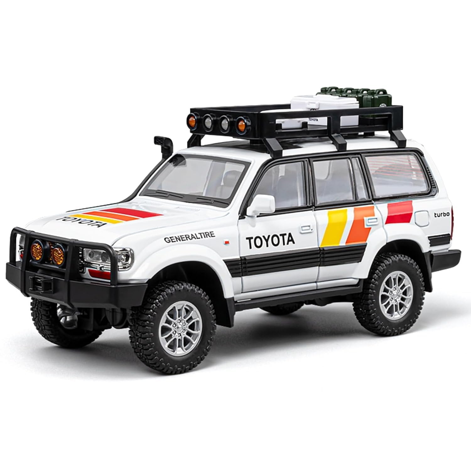 Denfe 1:24 Scale Tototaa Land Cruiser Lc80 Sound And Light Pull-Back Door Openable Alloy Diecast Model Car Toy Vehicles For Kids
