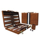Sun Flair Backgn Set - 15 Inch Backgn Sets for mature-themeds  Folding Classic Board Game with enhanced Leather Case  Best Strategy and Tip Guide Enclosed (Brown  Medium)