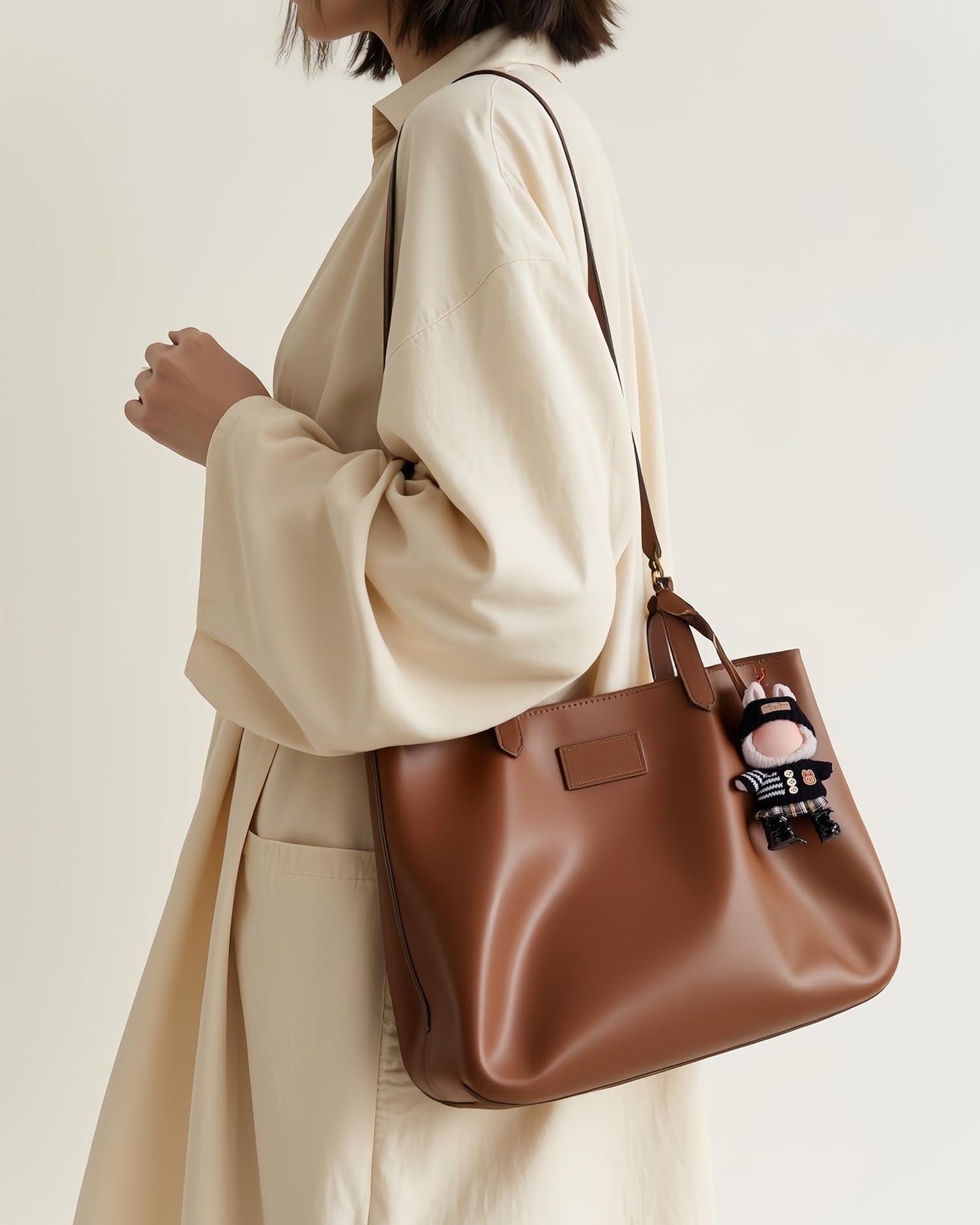 4 Piece Handcrafted Crochet Doll Clothes for 17cm/15cm Labubu Dolls (No Doll)  Cute and enhanced Outfits with Accessories  Hand Crocheted Hat  Sweaters  Skirt  Bag (Black) AK051