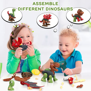 TOY Life 4-Pack Take Apart Dinosaur STEM Toys for Ages 3-12, Educational Building & Construction Set, Toddler Boys Gift, Prescho
