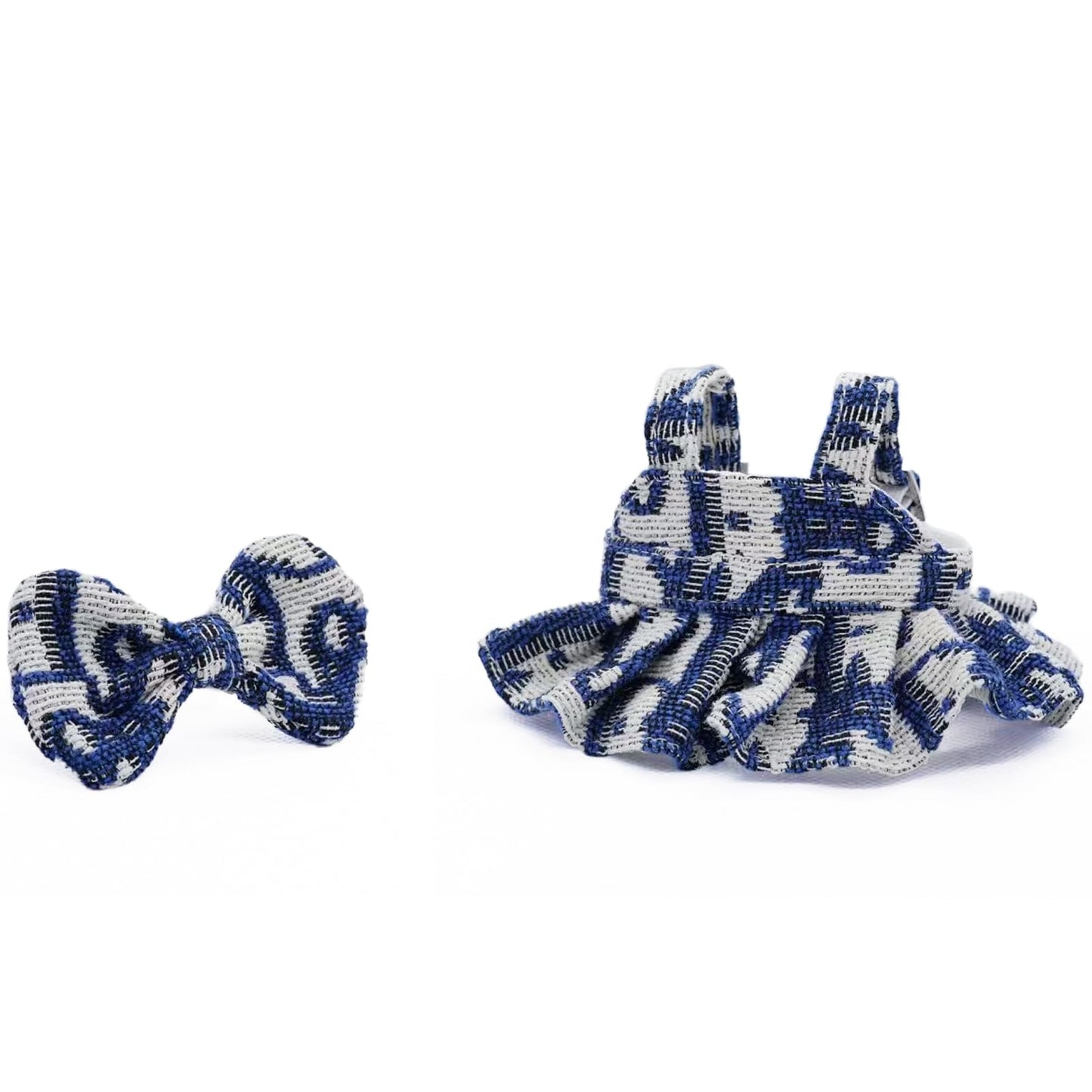 LYBHYQTII Clothes for 17cm Dolls enhanced Dolls Accessories with Chic Grid Bow Spaghetti-Strap Dress Set  High-End Fashion Outfit for Play & Display  Blue