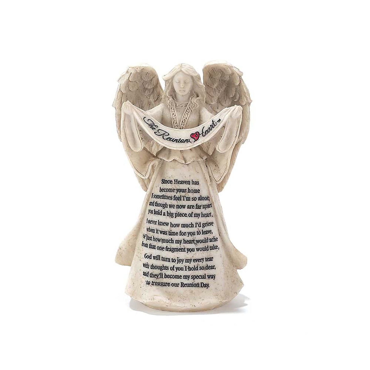 The Reunion Heart In Memory Resin Stone 6 Inch Angel Figurine