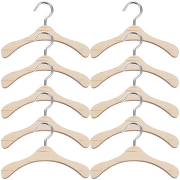 Iplusmile 10Pcs Wooden Doll Hangers, 2.95 Inch Mini Clothes Hangers For Doll Closet, Dollhouse Wardrobe Accessories, Clothing St