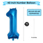 Paticool 40 Inch Blue Number Balloon 1, Large Number Foil Balloons Mylar For Girl Boy Birthday Party Celebration Decorations Sup