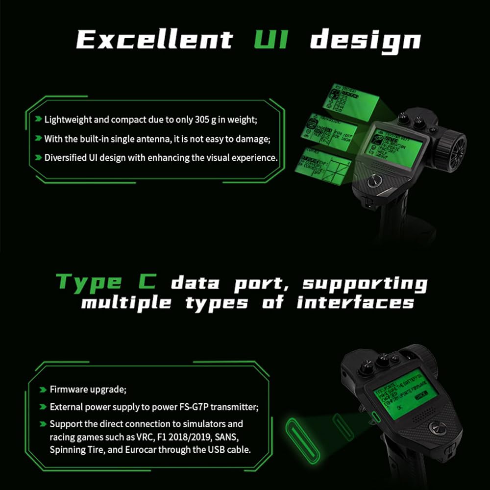 Goolrc Flysky Fs-G7P 7Ch Rc Transmitter With Fs-R7P Receiver, 2.4Ghz 7 Channels Remote Controller For Rc Car Boat