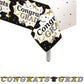 Oojami 3 Pack Black and Gold Graduation Tablecloths with Congrats Grad Banner - 54 x 108 | 2025 Graduation Party Supplies, Large