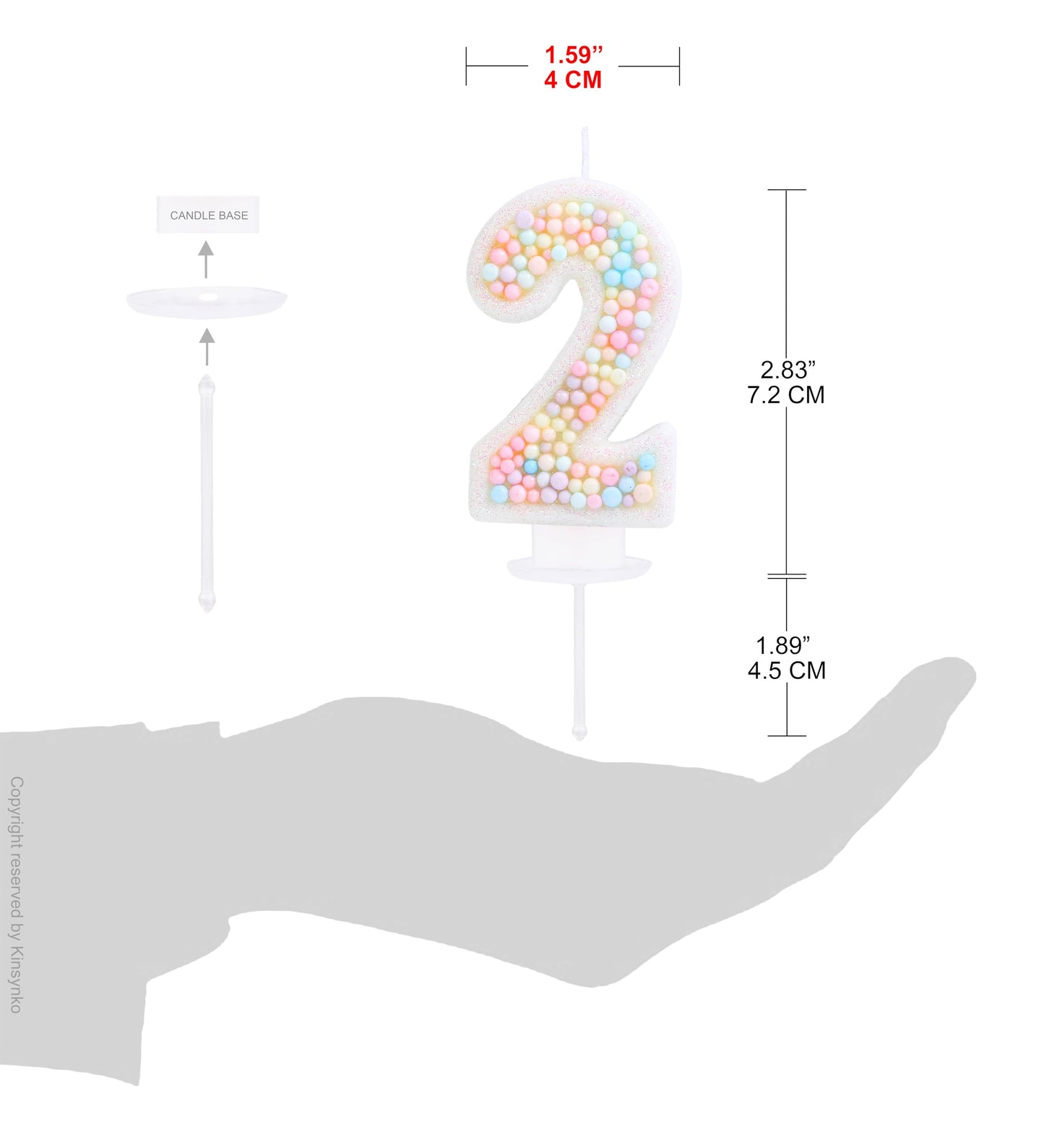 EAKE Number 2 Birthday Candle 3D Macaron Glitter 2 Candle Birthday Girl Women Sweet Theme 2nd Birthday Wedding Anniversary Party