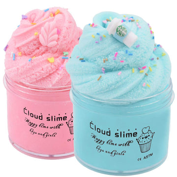 Hundun 2 Pack Cloud Slime Blue And Pink Supplies Stress Relief Toy Scented Diy Putty Sludge Toy Gifts For Girls And Boys (Blue&P