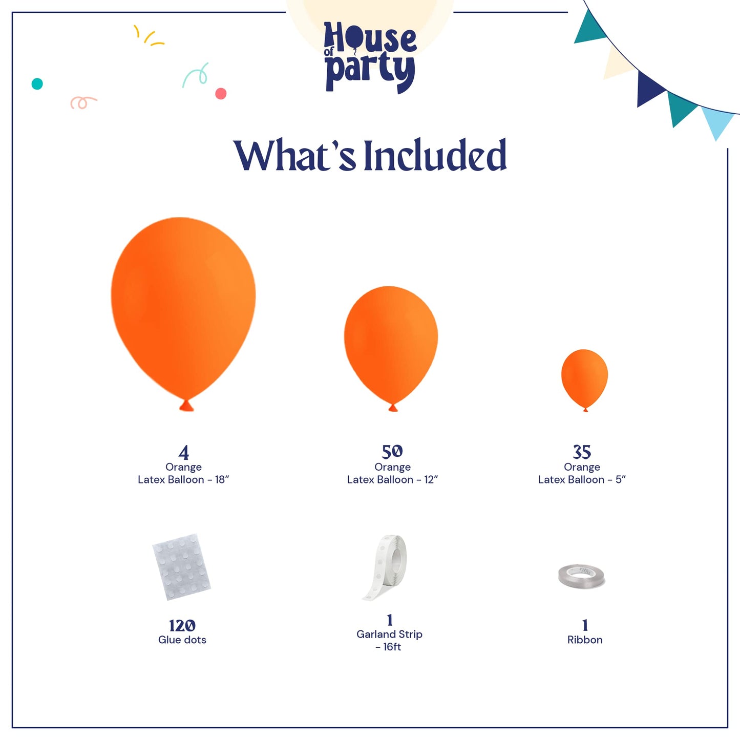 House Of Party Orange Balloon Garland Kit - Burnt Orange Balloons Arch Kit | 5/12/18 Inch Pastel Balloons For Graduation Party B