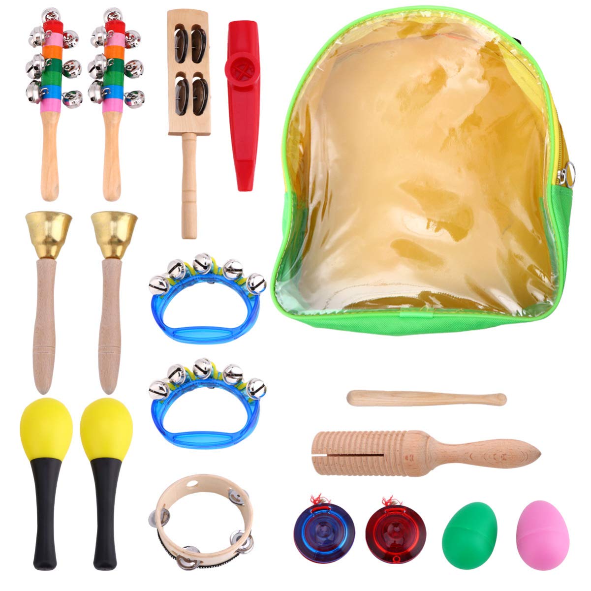 Excluzo Wooden Musical Instruments Toys Set Percussion Instruments For Kids Toddlers Preschool Educational Music Toy With Storag