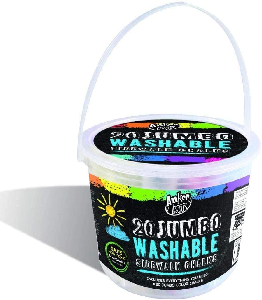 20 Jumbo Washable Sidewalk Chalk Sticks in Bucket - CASE of 12