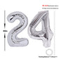 40 Inch Number 24 Balloon Silver Jumbo Giant Big Large Number 24 Foil Mylar Silver Balloons 42Th Birthday Party Anniversary Deco