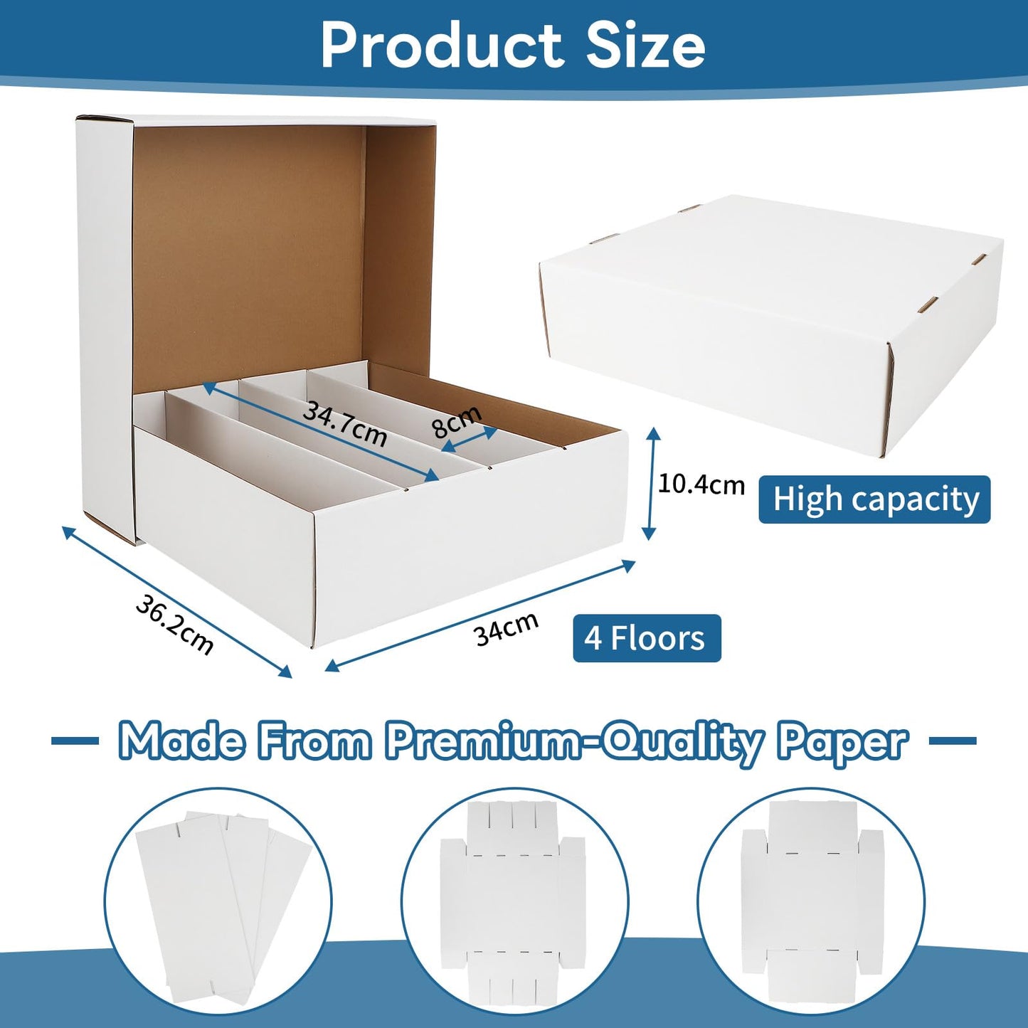 Himomo Collector Card Storage Box 3120 Count Trading Cards Box White Sports Card Boxes Card Sorting Tray Card Sleeve Cases Card