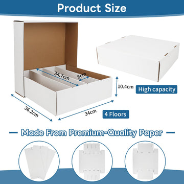 Himomo Collector Card Storage Box 3120 Count Trading Cards Box White Sports Card Boxes Card Sorting Tray Card Sleeve Cases Card