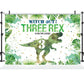 Hilioens Dinosaur Birthday Backdrop, 5'×3' Green Polyester Banner, 3rd Birthday Party Decorations, Model BK-068-WE