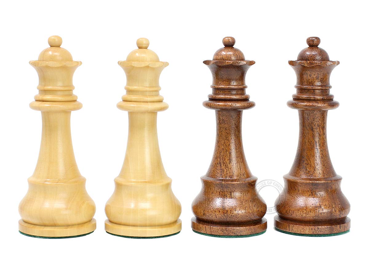 House of Chess - Tournament Chess Set Pieces - Unique Staunton Golden Acacia Wood/Boxwood - King Height: 3.75'' (95 mm) - 2 Extr