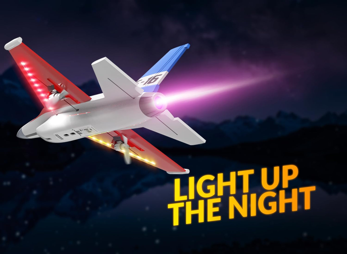 Volantexrc Rc Plane F-16 Fighting Falcon - 2.4Ghz 2Ch Remote Control Airplane Jet Fighter Ready To Fly With Cool Lights, For Beg
