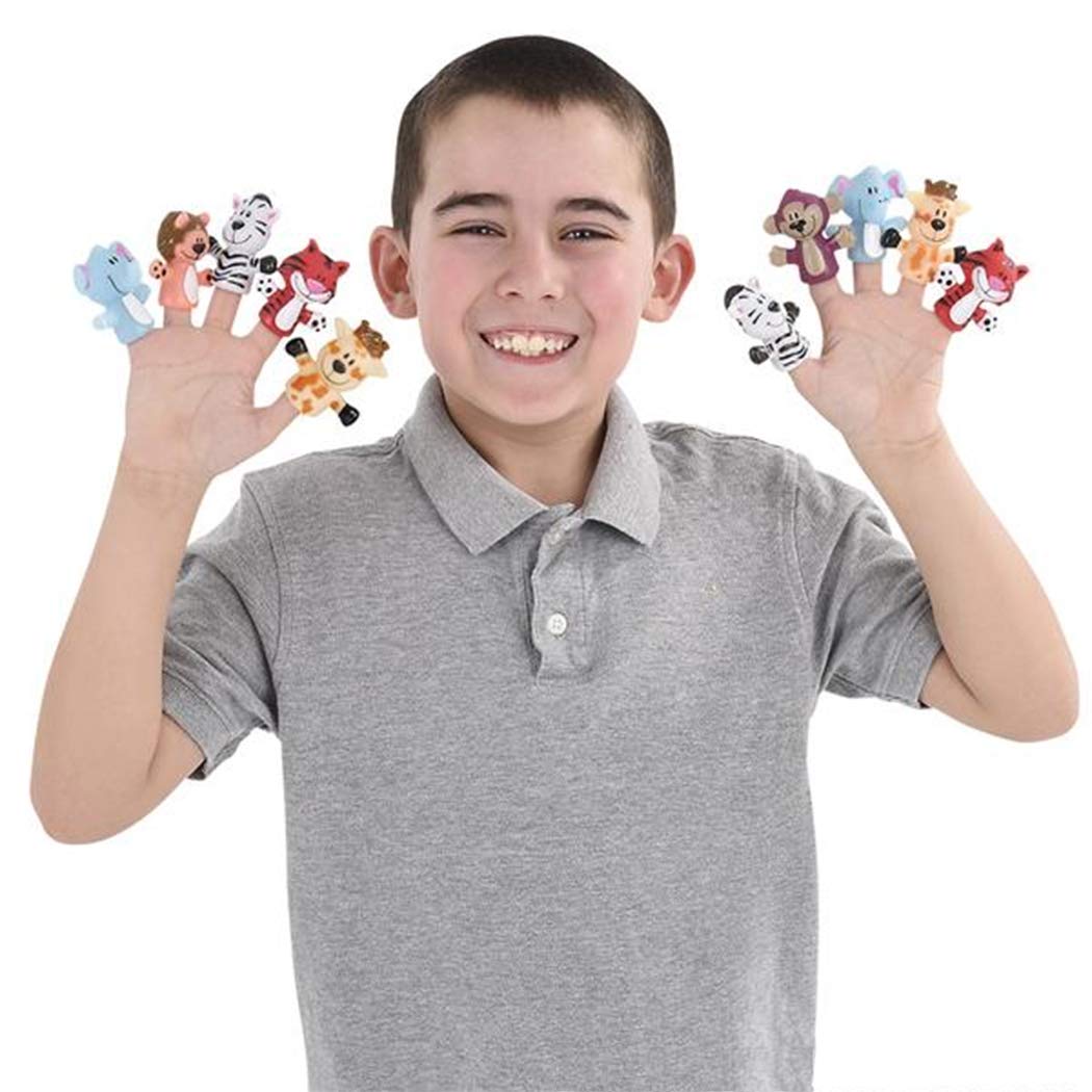 Animal Finger Puppets by Forest & Twelfth Kids  Fun Gifts and Party Favors for Boys and Girls  Includes Lion  Elephant  Tiger  Giraffe  Tiger & Monkey Toys  Pack of 12 or 24 (Pack of 12)