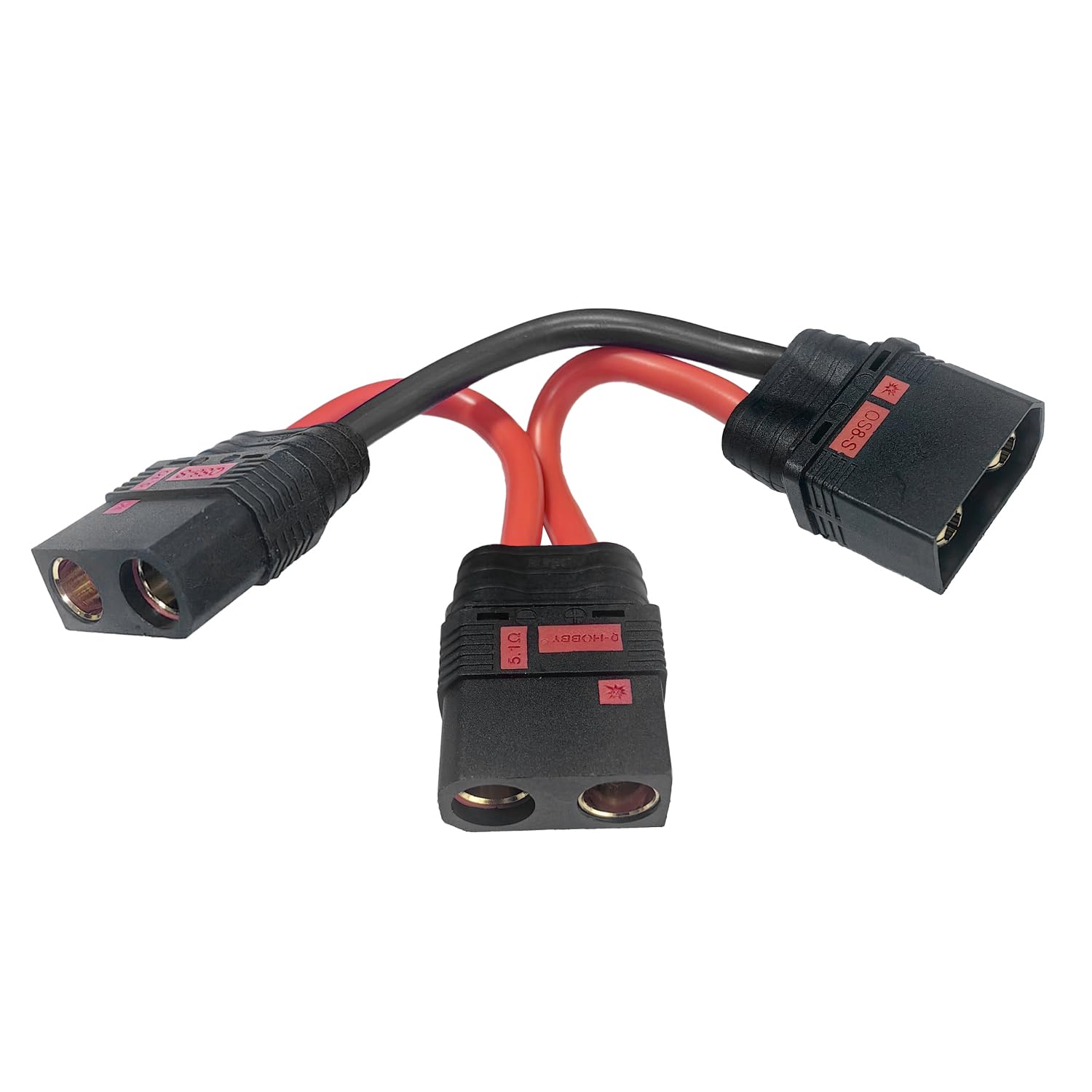 Babuvya Qs8 Charge Lead 1 Male To 2 Female With 3.5Inches / 9Cm 8 Gauge Silicone Wire For Rc Battery Charging And Jumper (Qs8 1