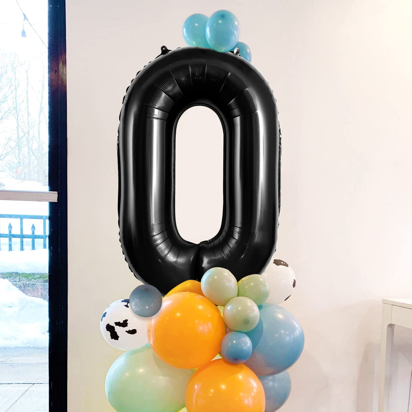 Large Black Number 0 Balloons, 40 Inch Foil Balloons, Giant Number Balloons For Women/Men Birthday Party Anniversary Celebration
