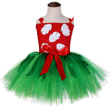 Tutu Dreams Summer Hawaiian Red Green Tutu Dress for Girls 1-12Y with Tropical Fern Leaf Headband Luau Outfits Birthday Party Gifts