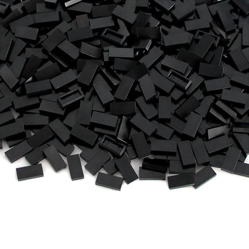 Black 1×2 Tile ×700 Parts And Pieces Flat Moc Bricks, Bulk Building Blocks For Smooth Surface Wall Floor, Toy Accessories Compatible With Major Brands