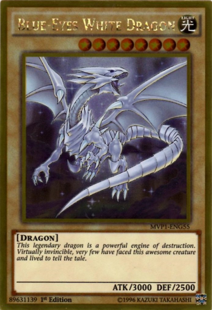 Yu-Gi-Oh! - Blue-Eyes White Dragon (Mvp1-Eng55) - The Dark Side Of Dimensions Movie Pack Gold Edition - 1St Edition - Gold Rare