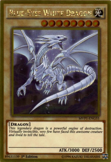 Yu-Gi-Oh! - Blue-Eyes White Dragon (Mvp1-Eng55) - The Dark Side Of Dimensions Movie Pack Gold Edition - 1St Edition - Gold Rare