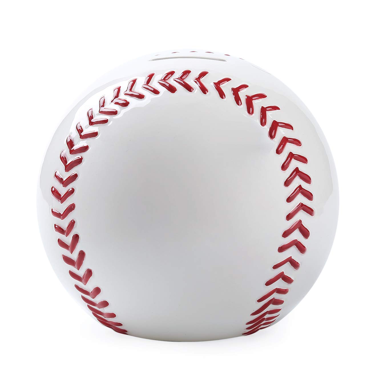 Forlong Ceramic White Baseball Piggy Bank For Boys, Sports Coin Bank, Bedroom Decor Money Box-5.9 Inch
