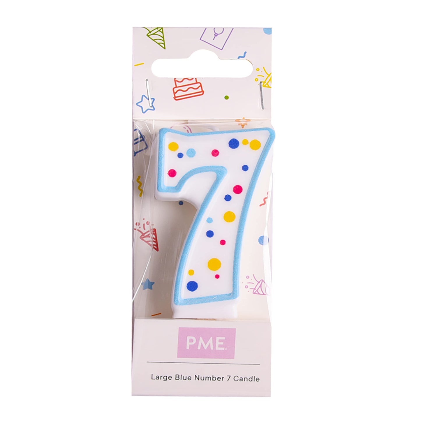 PME Blue Number 7 Candle - 2.5 Inch Wax Birthday Candle in Blue