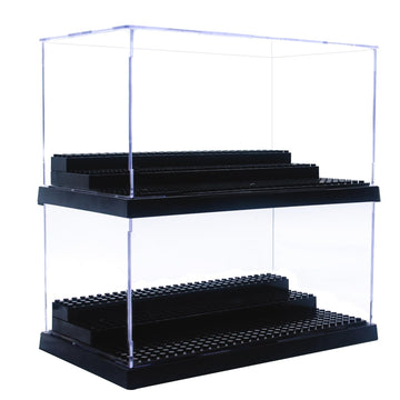 Wmm Minifigure Display Case For Action Figures Blocks, Dustproof Acrylic Display Box Storage With 3 Movable Steps For Collection Models Minifigures, Bricks Blocks Toys
