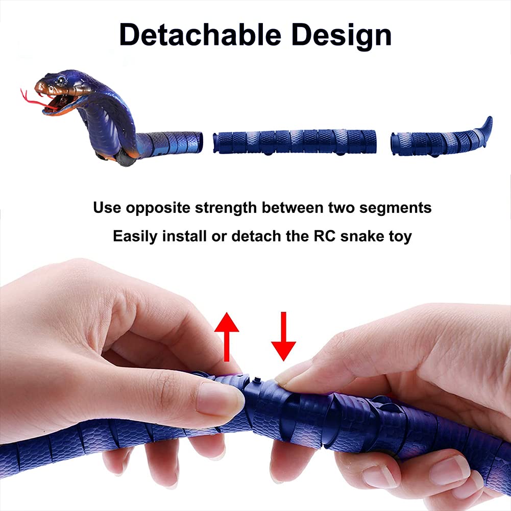 Gawertoy Remote Control Snake Toy For Kids, 17'' Rechargeable Realistic Rc Snake Naja Cobra Toy With Retractable Tongue And Swin