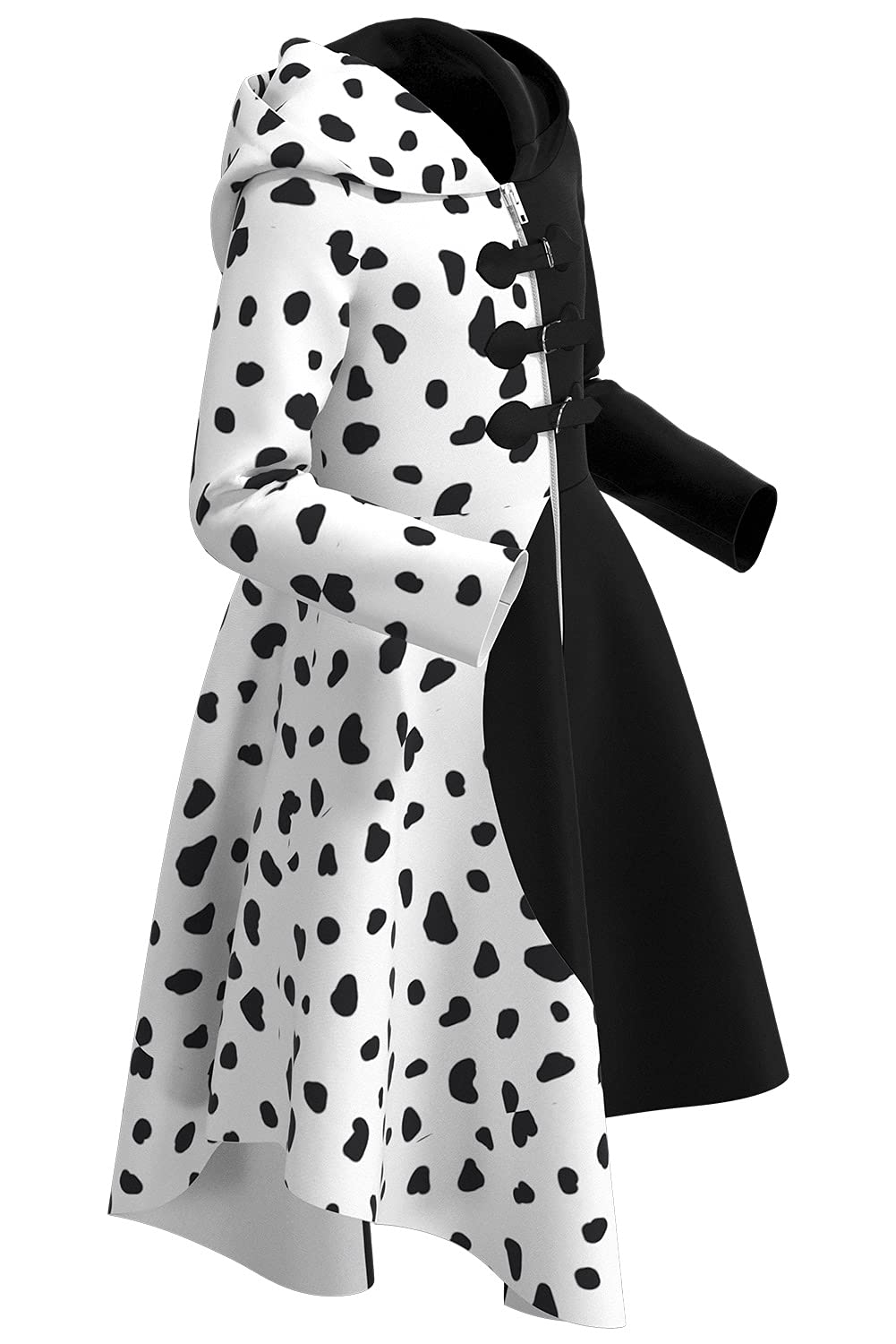 Pexlaxy Kids Girls Cruella Deville Costume 2021 Halloween Cosplay Coat Cloak For Child,Xlarge