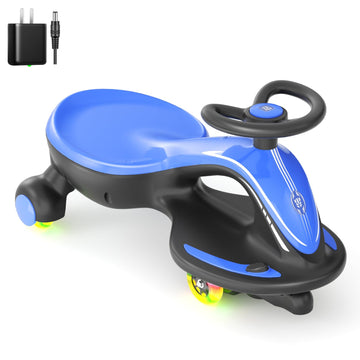 Xjd Electric Wiggle Car Ride On Toy, 2 In 1 Wiggle Car Rechargeable Battery With Anti-Rollover Colorful Light-Emitting Wheel For Toddler Ride On Toys 3 Years And Up (Blue)