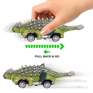 DINOBROS Dinosaur Toy Pull Back Cars - 6 Pack Dino Toys for Kids, Perfect for 3-5 Year Old Boys & Girls, T-Rex Dinosaur Games